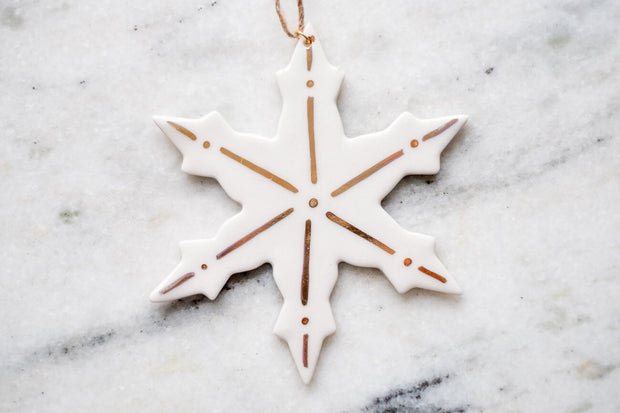 18k gold large snowflake ornament