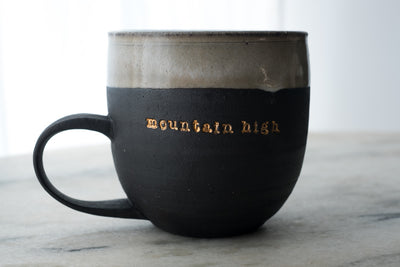 Mountain High 18k Gold Black Porcelain Mug